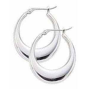 Round Tapered Sterling Silver Plated Hoop Earrings